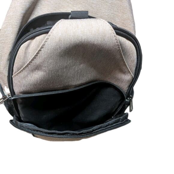 MOSISO Tan Sling Bag With Front Square Pockets And USB Charging Port - Picture 8 of 13